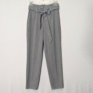 EXPRESS, Light Gray Pin Stripe Pleated Career Pants; Zipper, Tie Belt; Size 00